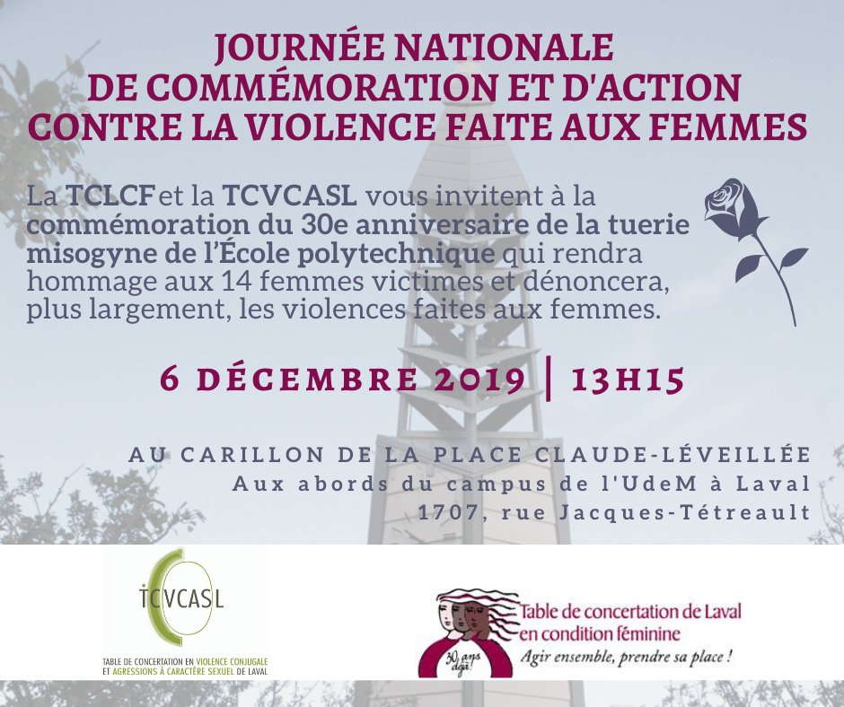 Commémoration à la mémoire des victimes de la tuerie de Polytechnique, à Laval - 30 ans plus tard