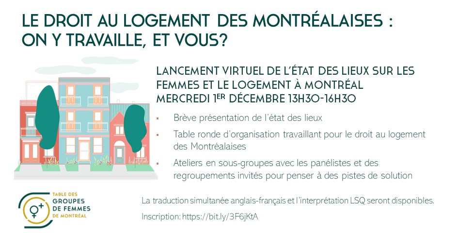 Le droit au logement des Montréalaises: on y travaille, et vous?