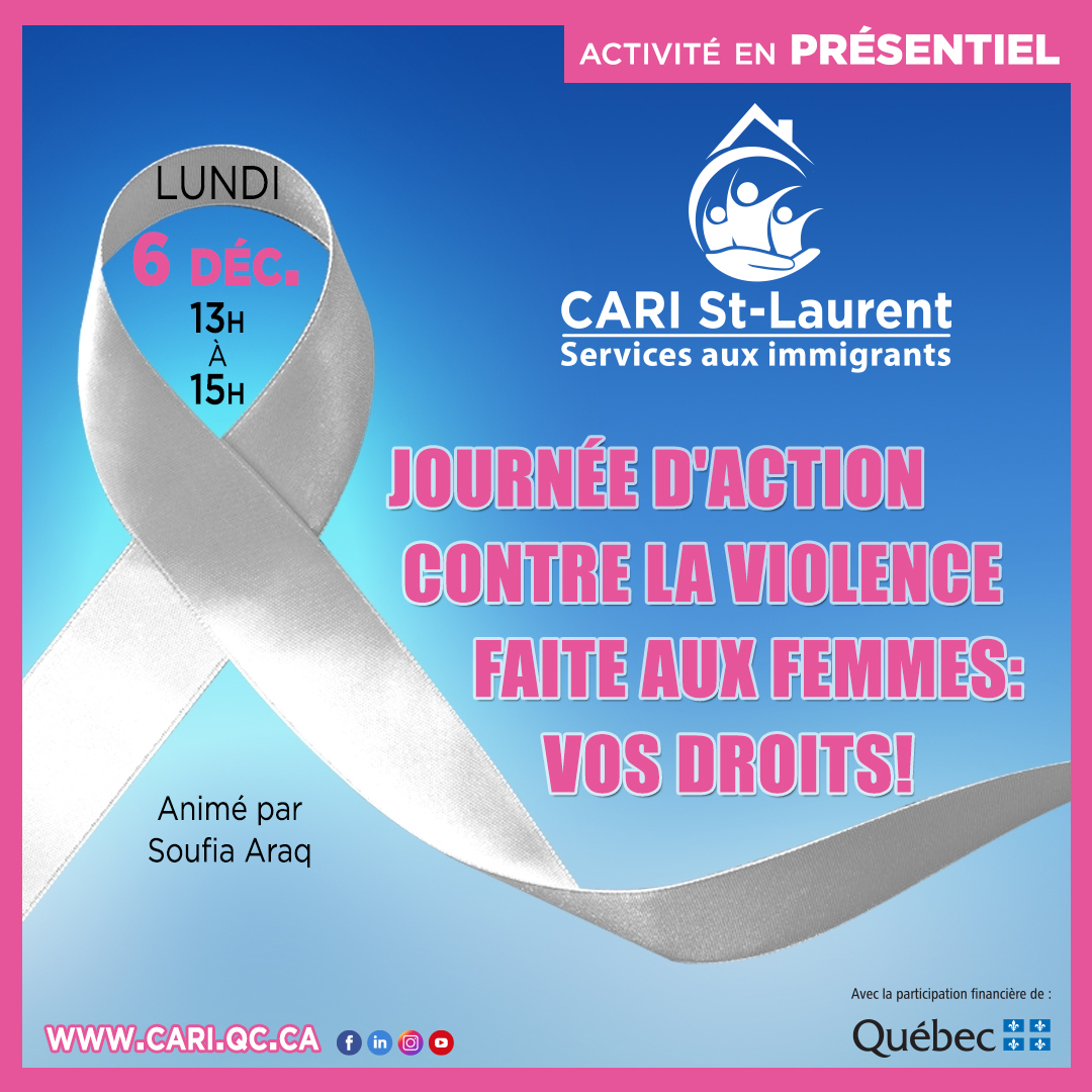 JOURNÉE D'ACTION CONTRE LA VIOLENCE FAITE AUX FEMMES: VOS DROITS!